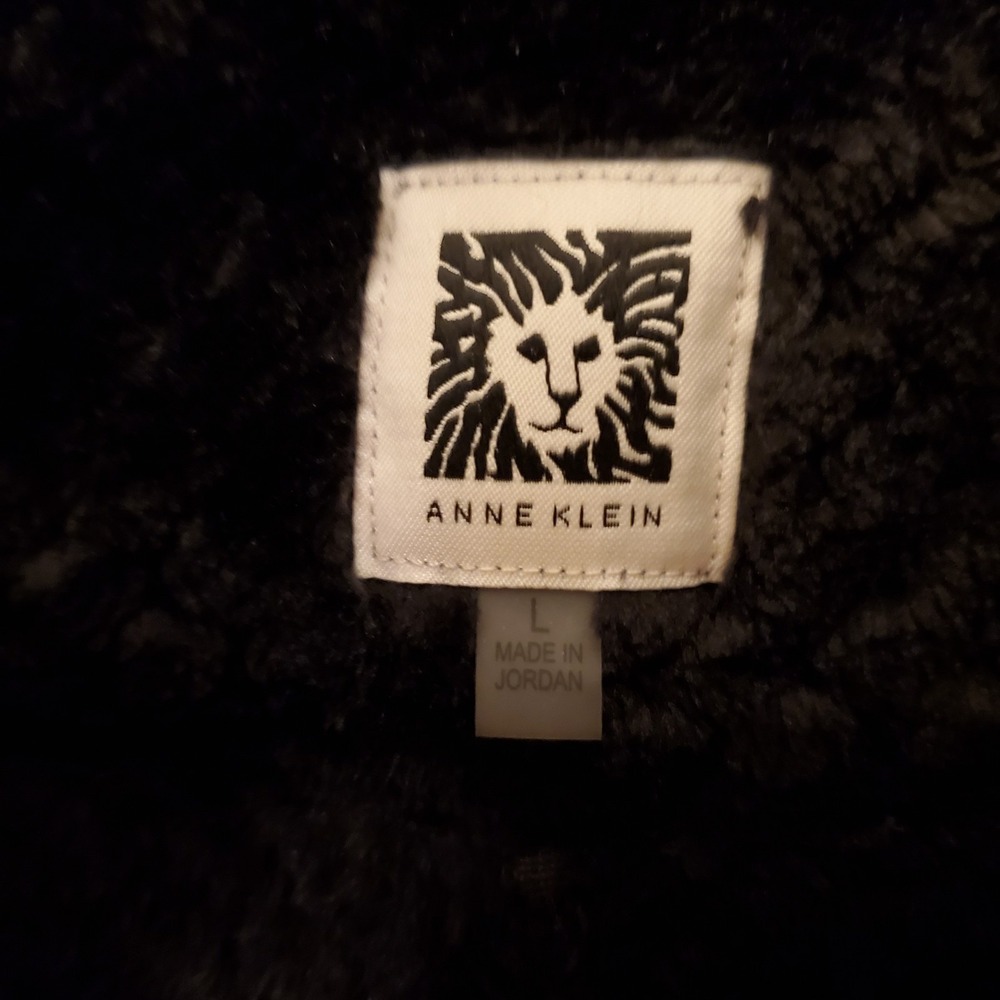 Anne Klein sz L black textured fleece jacket cozy classic warm elevated basic - Picture 2 of 13